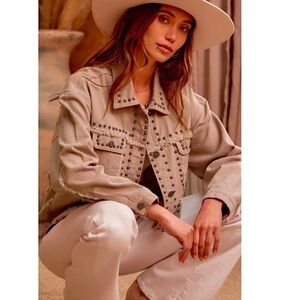 Savanna Jane New! Studded Fray Western Boho or Cowgirl Jean Jacket
